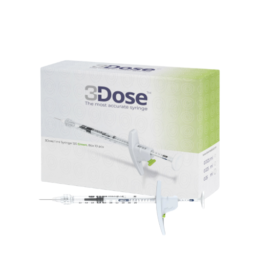 3Dose 1 ml Syringe 125 Green -10 pieces